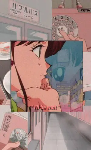a girl is talking to a phone in an anime
