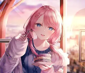 Aesthetic Anime Girl Eating Cake PFP