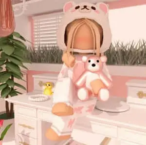 Aesthetic Roblox Girl with pink hair, exploring the world of gaming