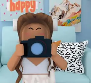 A beautiful aesthetic Roblox girl smile in amazing detail