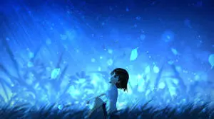 A young girl stands in an open city field