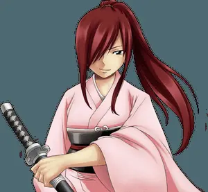 Animated Samurai Girlin Pink Kimono