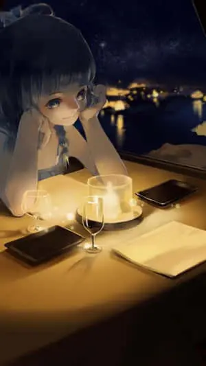 Anime Cafe Candle Light Background