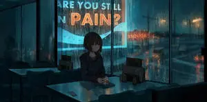 Reflective Moments - Anime Girl Sitting Alone in a Diner