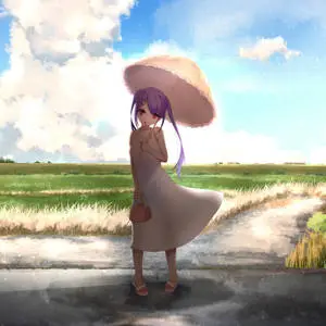 Anime Girl in Sundress on Ipad Screen