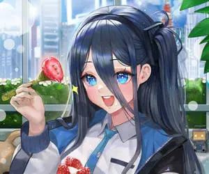 Arisu Enjoying Her Strawberries in Blue Archive Game