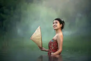 Asian Girl In River Picture