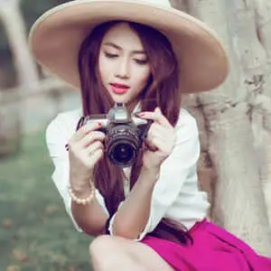 Graceful Asian Girl in Traditional Attire