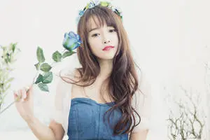 Asian Woman With Rare Blue Rose