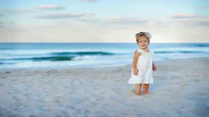 Baby Beach Girl In White Dress