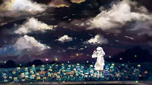 Beautiful Anime Little Girl With Butterflies