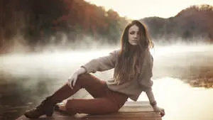 Elegant Brunette Woman in Casual Attire