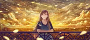 An emotional portrait of a beautiful anime girl seemingly mourning something. 