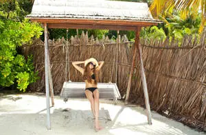 Bikini Girl Wearing Yellow Hat