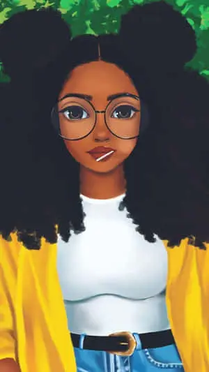 a black girl with glasses and a yellow jacket