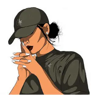 a girl wearing a cap and a hat