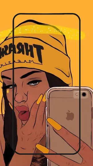Stylish Black Girl Baddie in Yellow Beanie