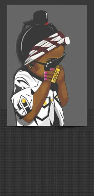 a black girl with a black mask on her face