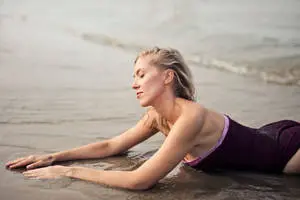 Blonde Beach Girl On Shore