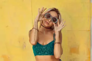 Blonde Single Woman With Unique Sunglasses