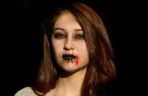 Bruised Girl With Black Lipstick