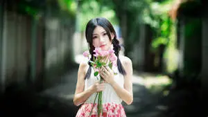 Chinese Girl In Braid Hairstyle