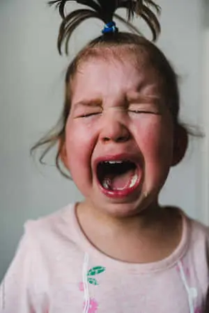 Baby Girl In Ponytail Cry Picture