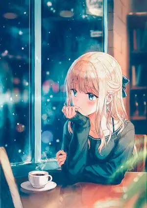 Cute Anime Girl With Coffee