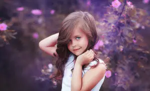 Cute Baby Girl Pink Flower Background
