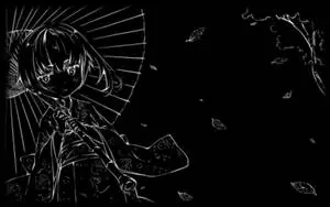 Cute Black And White Aesthetic Anime Girl Umbrella