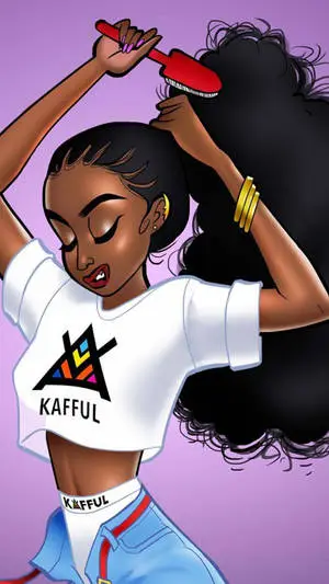 Cute Black Girl Combing Hair
