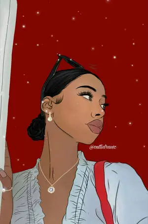 Cute Black Girl Digital Drawing