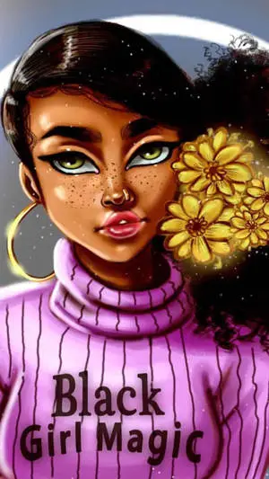 Cute Black Girl In Pink Turtle Neck