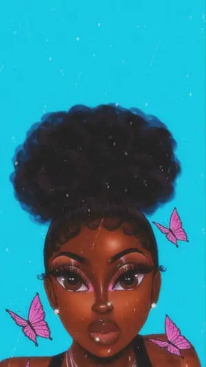 Cute Black Girl With Butterflies 