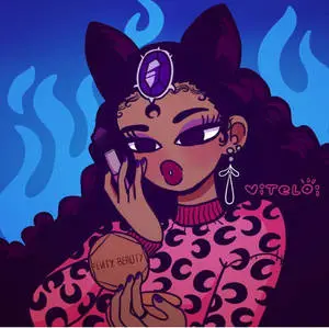 Cute Black Girl With Make-up Brush 