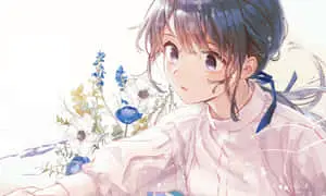 Cute Blushing Girl Landscape