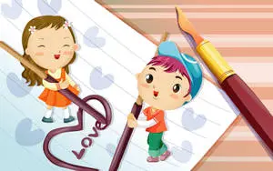 Cute Boy Cartoon Writing Love On Paper