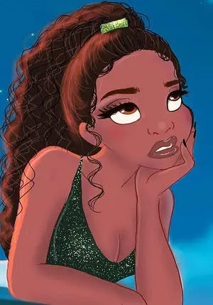 Adorable Cartoon Depiction of a Curious Black Girl