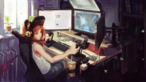 Cute Gamer Girl Digital Painting