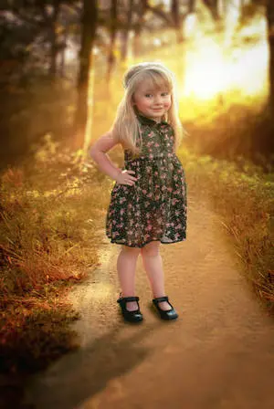 Cute Girl In Black Floral Dress