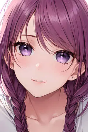 a girl with purple hair and braids