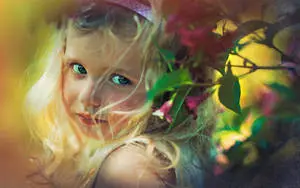 Cute Girl Pose In Green Plant