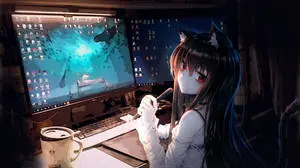 Cute Kawaii Anime Cat Girl Desk