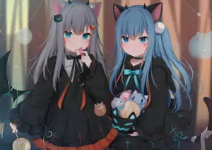 Cute Kawaii Anime Two Cat-Eared Girls