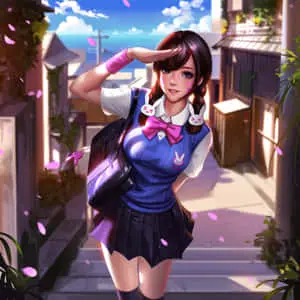 D.Va Wearing Thigh Highs With Uniform