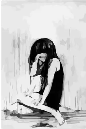 An Illustration Of A Young Anime Girl In A Sad Mood