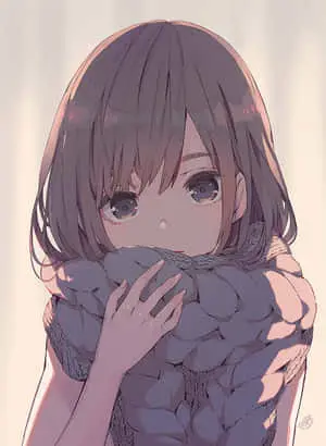 Captivating Anime Character Wearing a Scarf