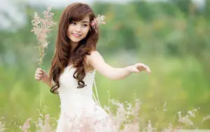 Girl Alone Flower Field