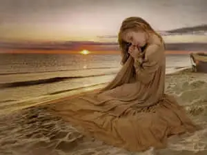 Little Girl Alone Picture Seashore
