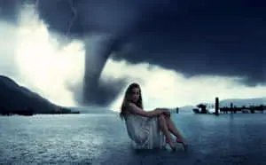 Girl Alone With Tornado Picture 